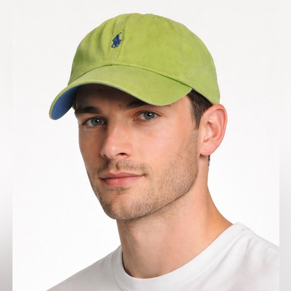 Polo Ralph Lauren Leather Strapback Light Green Embroidered Baseball Hat Cap